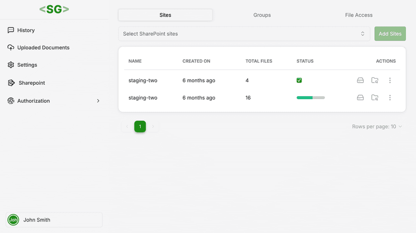 SharePoint Integration interface